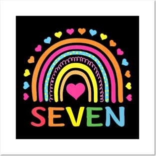 7 Years Old Rainbow 7Th Birthday For Girls Boys Kids Posters and Art